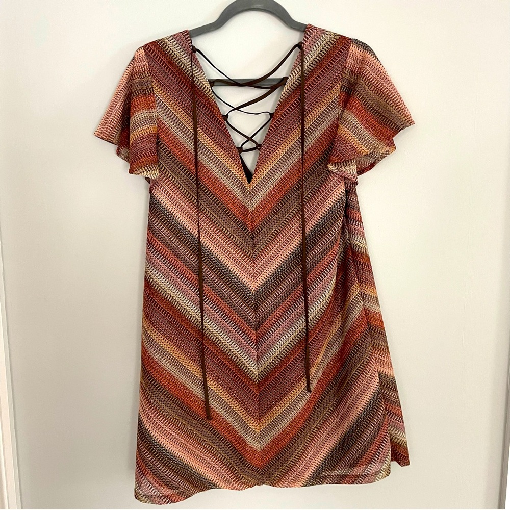 Bcbgeneration Mini Dress Multi Colored Small V Ne… - image 4